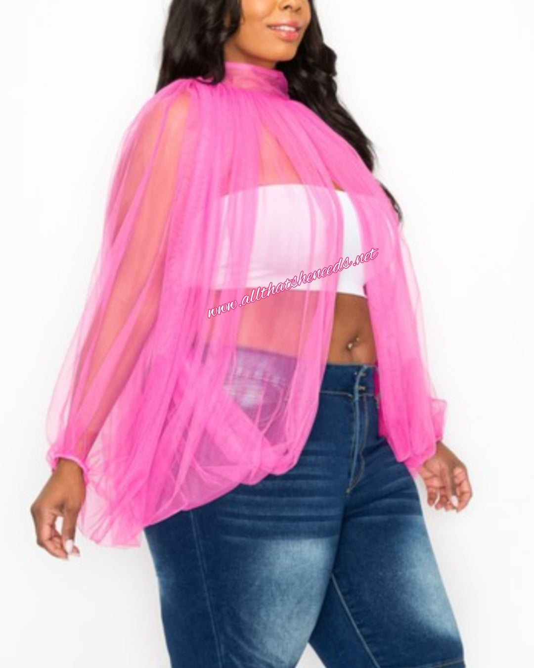 Plus sheer hot sale top